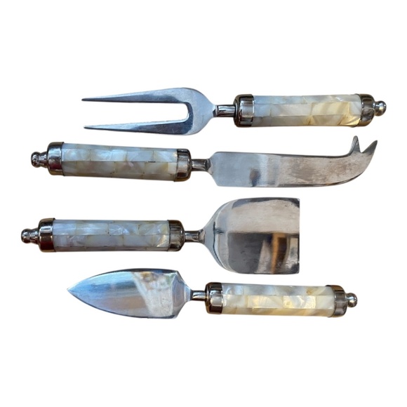 Vintage mother of pearl cheese set (4 pce) - Picture 3 of 16